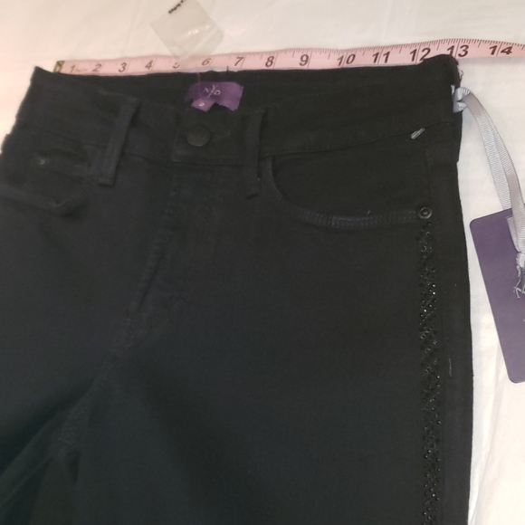 NYDJ New TUXEDO Jewel Stud Embellished Seam Skinny Jeans Jeggings BLACK Women's - Picture 5 of 16